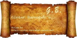 Ginter Barnabás névjegykártya